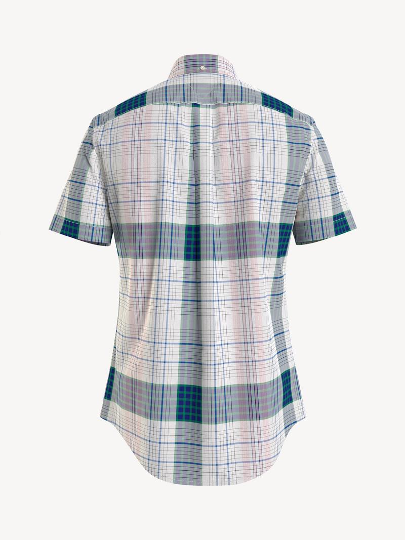 Férfi Tommy Hilfiger Custom fit plaid poplin Ingek Kék | HU 1039FDN